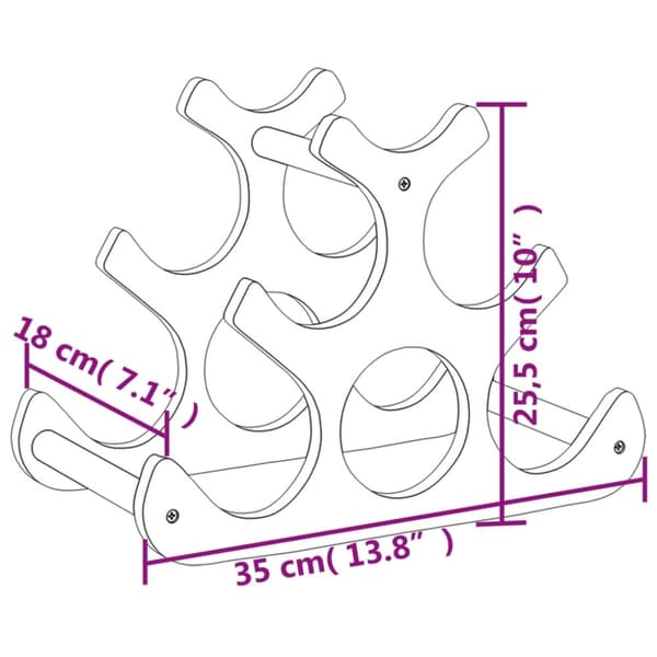 vidaXL vinreol til 6 flasker 35x18x25,5 cm bambus