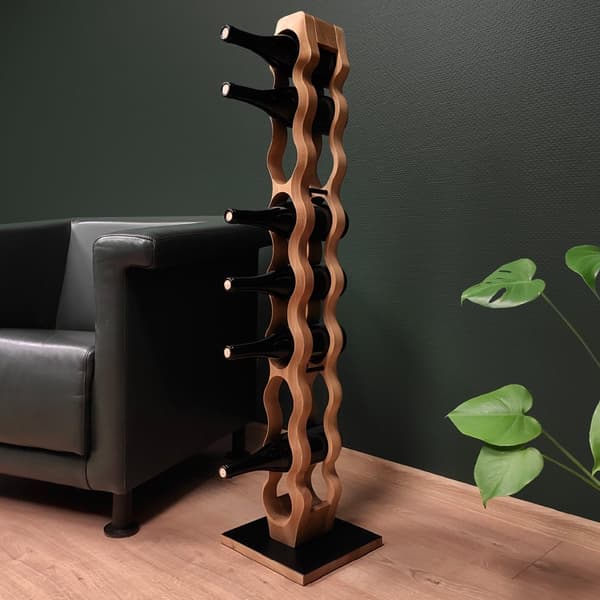 Luksus OMO vinflaskeholder håndlavede møbler og dekoration gave til hendes gave til ham til 9 flasker OAK / GOLD