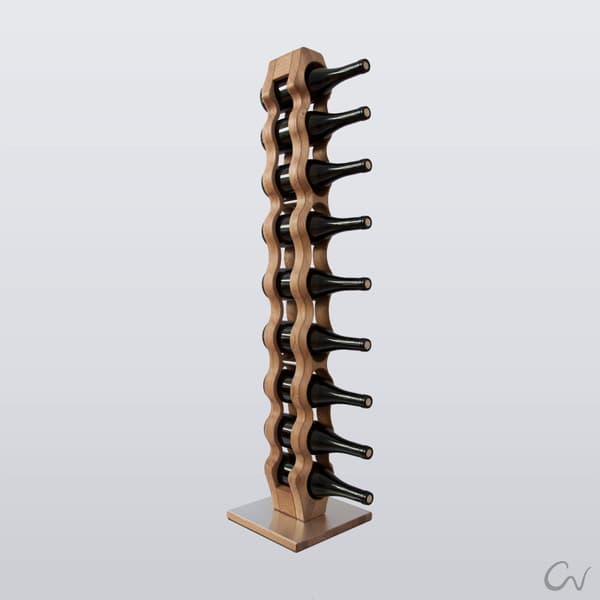 Luksus OMO vinflaskeholder håndlavede møbler og dekoration gave til hendes gave til ham til 9 flasker  OAK RUSTIC  / SILVER