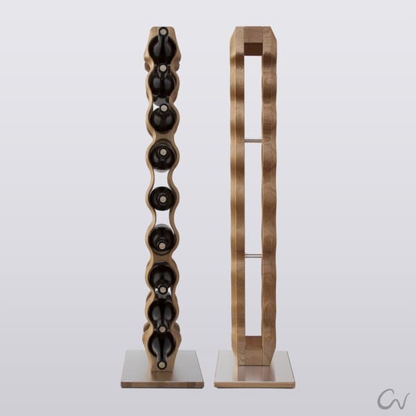 Luksus OMO vinflaskeholder håndlavede møbler og dekoration gave til hendes gave til ham til 9 flasker  OAK RUSTIC  / SILVER