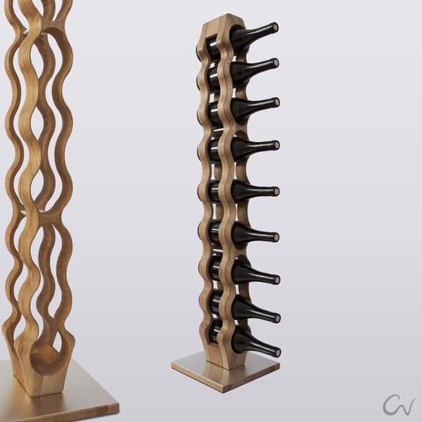 Luksus OMO vinflaskeholder håndlavede møbler og dekoration gave til hendes gave til ham til 9 flasker  OAK RUSTIC  / SILVER
