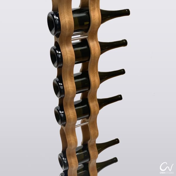 Luksus OMO vinflaskeholder håndlavede møbler og dekoration gave til hendes gave til ham til 9 flasker OAK RUSTIC  / BLACK