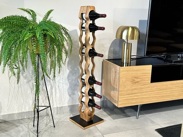 Luksus OMO vinflaskeholder håndlavede møbler og dekoration gave til hendes gave til ham til 9 flasker OAK RUSTIC  / BLACK