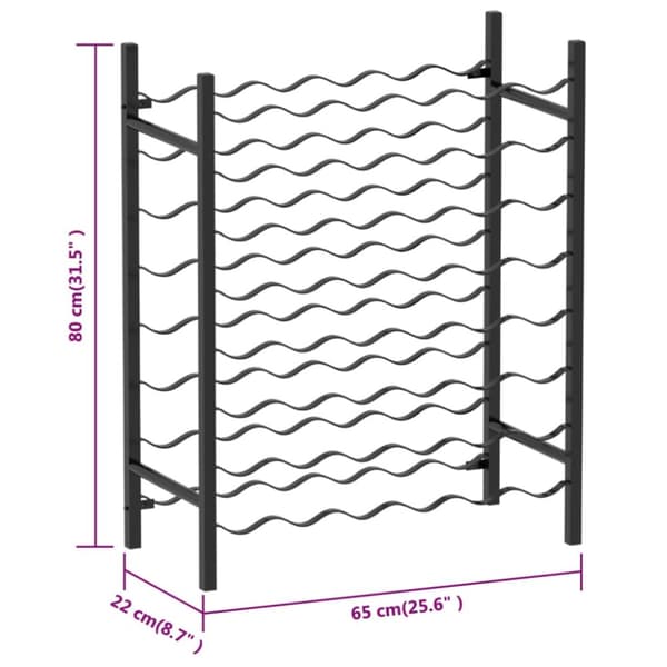 vinreol til 48 flasker metal sort