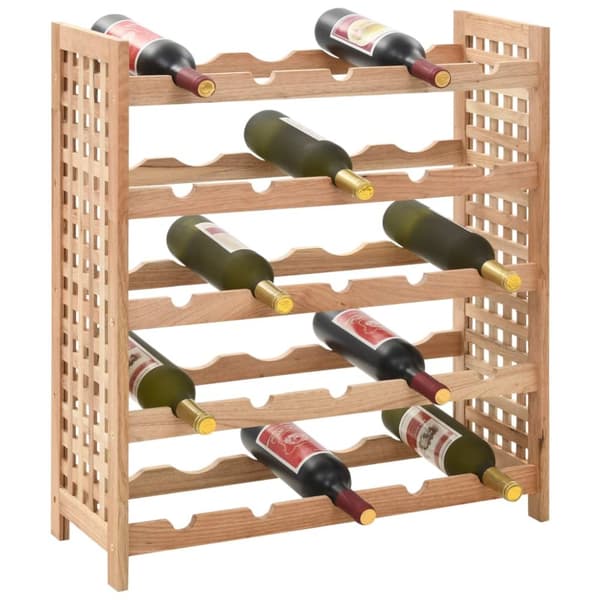 vinreol til 25 flasker 63x25x73 cm massivt valnøddetræ