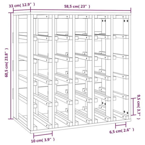vinreol 58,5x33x60,5 cm massivt fyrretræ