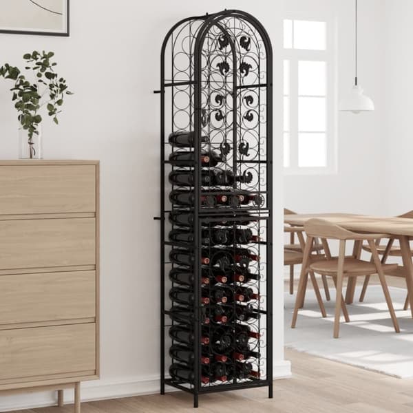 vinreol til 73 flasker 45x36x200 cm smedejern sort