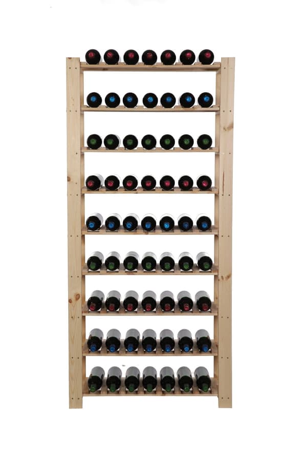 Trä vinhylla B22R 170x80x28 9 hyllor Naturlig