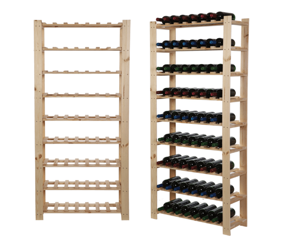Trä vinhylla B22R 170x80x28 9 hyllor Naturlig