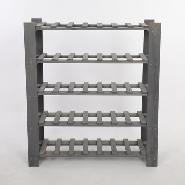 Hylla för flaskor i trä B22R 90x80x28 5 hyllor Grå