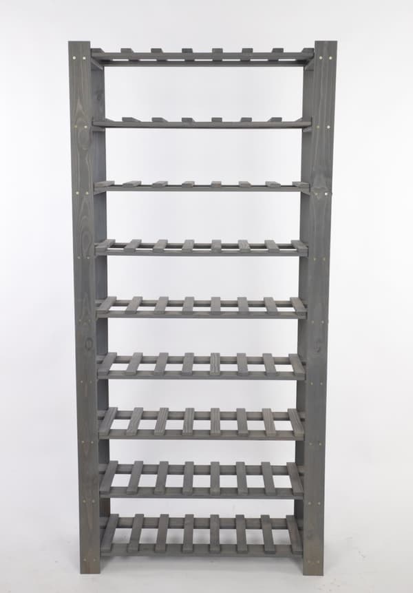 Träflaska hylla B22R 170x80x28 9 hyllor Grå