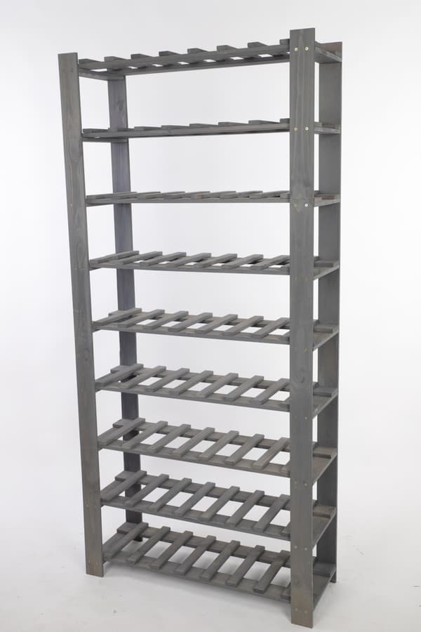 Träflaska hylla B22R 170x80x28 9 hyllor Grå