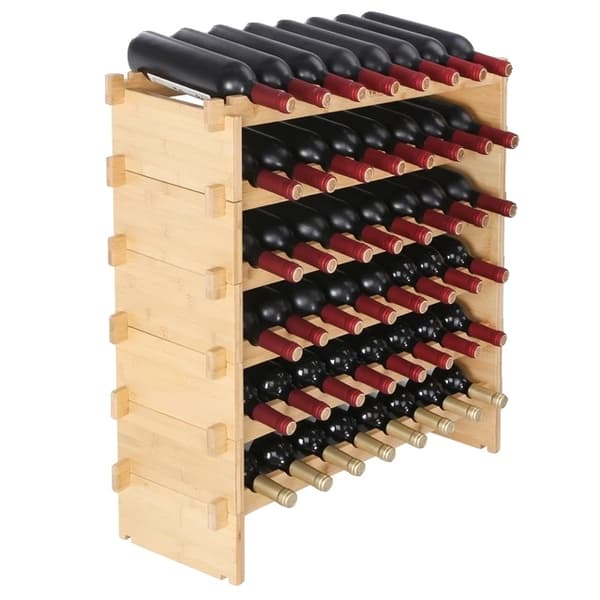 Vinkøleskab, Stabelbar Design, Bambus Materiale, 48 flasker