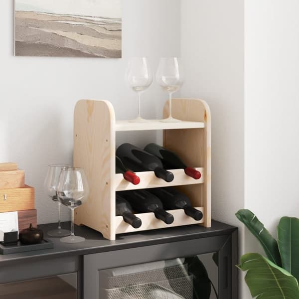 vidaXL vinreol med topplade 33x25x37 cm massivt fyrretræ