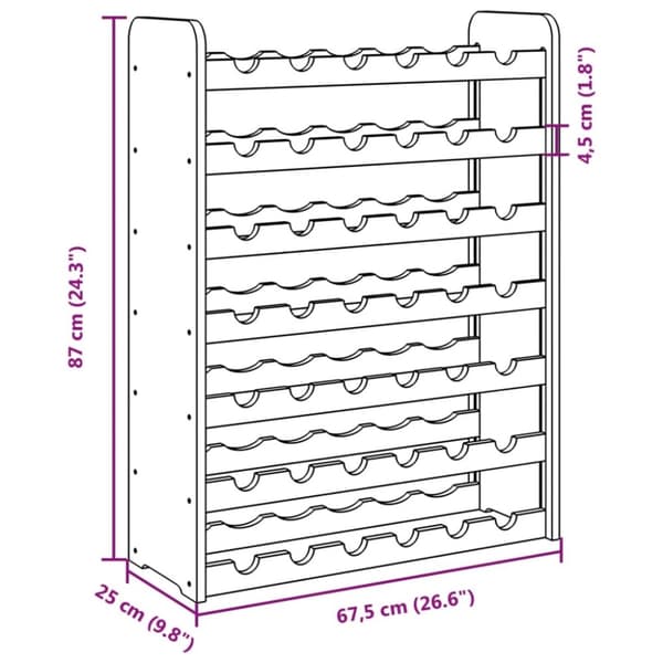 vidaXL Vinställ 67,5x25x87 cm massiv furu