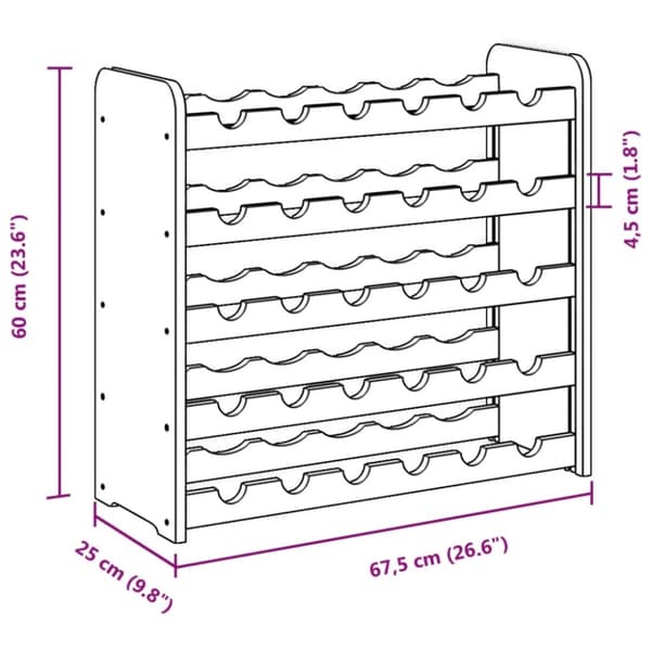 vidaXL Vinstativ 67,5x25x60 cm heltre furu