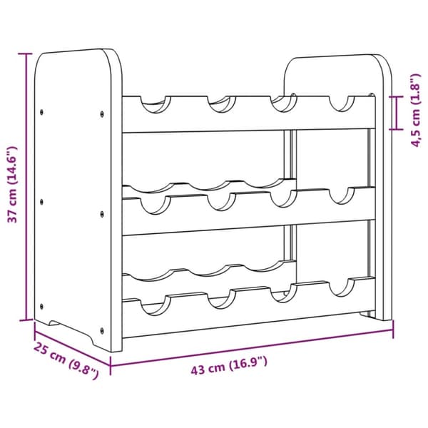 vidaXL vinreol 43x25x37 cm massivt fyrretræ
