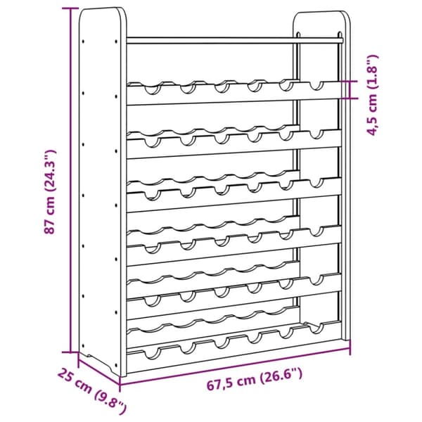 vidaXL vinreol med topplade 67,5x25x87 cm massivt fyrretræ