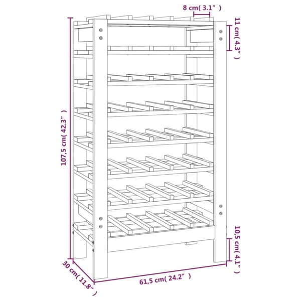 vidaXL vinreol 61,5x30x107,5 cm massivt fyrretræ -  Vinreoler