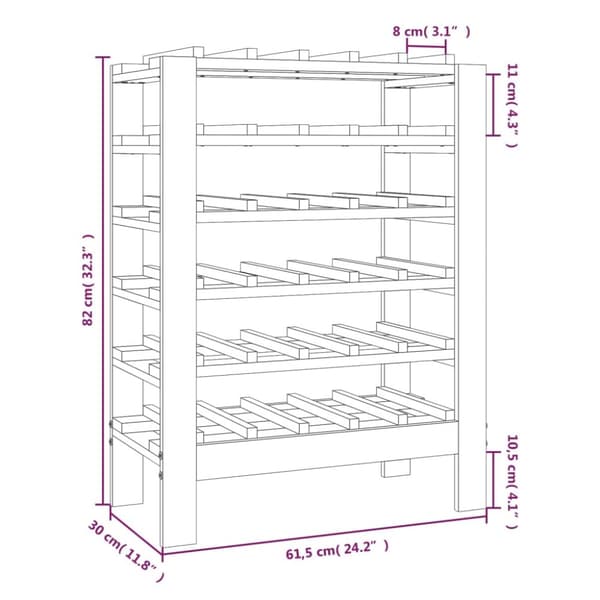 vidaXL vinreol 61,5x30x82 cm massivt fyrretræ -  Vinreoler