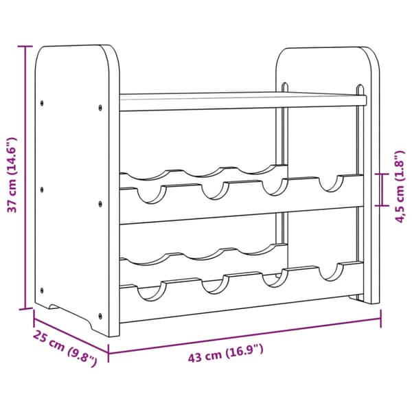 vidaXL vinreol med topplade 43x25x37 cm massivt fyrretræ - Vinreoler