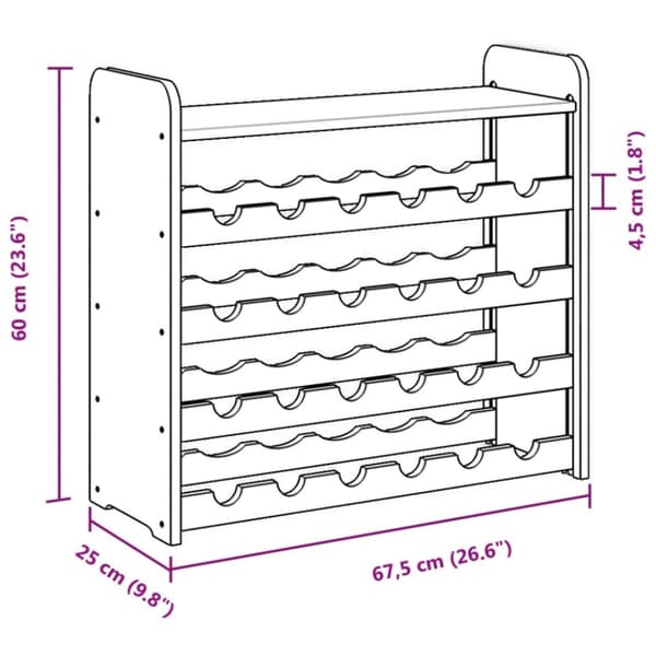vidaXL vinreol med topplade 67,5x25x60 cm massivt fyrretræ -  Vinreoler