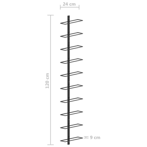 The Living Store væghængt vinreol til 10 flasker metal sort -  Vinreoler