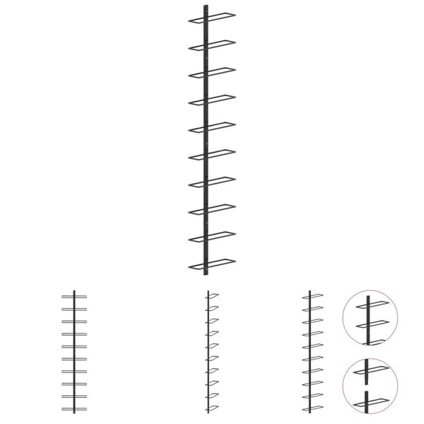 The Living Store væghængt vinreol til 10 flasker metal sort -  Vinreoler