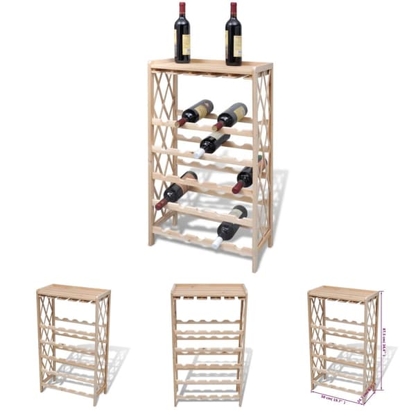 The Living Store vinreol til 25 flasker massivt fyrretræ -  Vinreoler