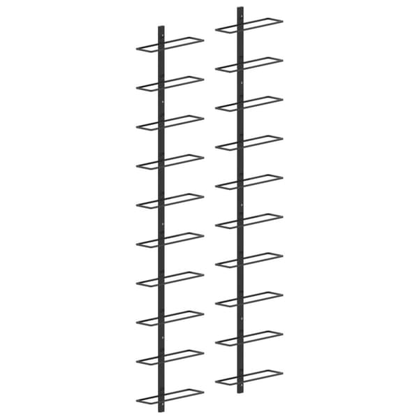 The Living Store væghængte vinreoler 2 stk. til 20 vinflasker metal sort -  Vinreoler