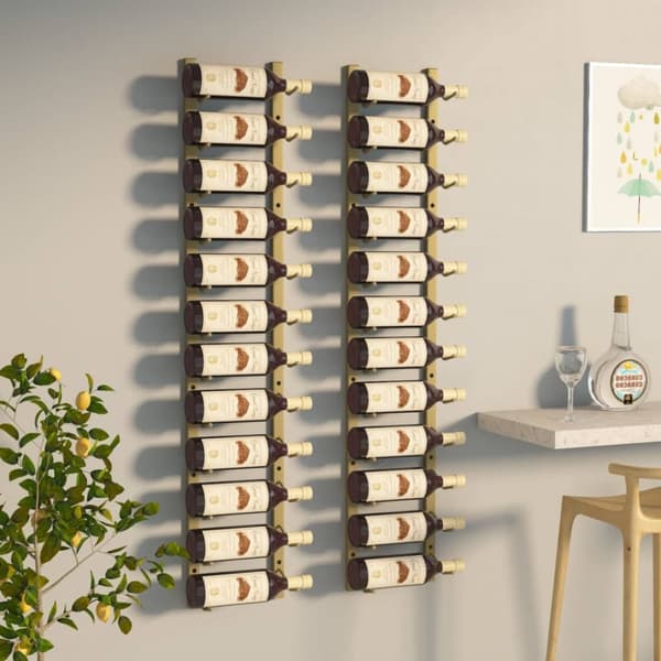 The Living Store væghængte vinreoler 2 stk. til 12 flasker jern guldfarvet -  Vinreoler