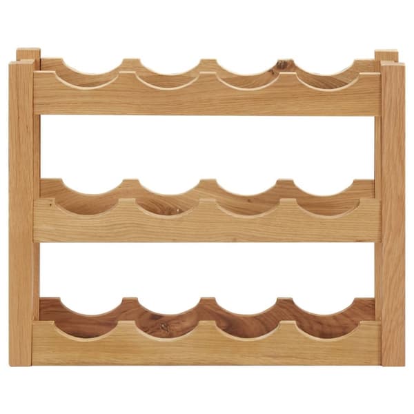 The Living Store vinreol til 12 flasker 47x21x36 cm massivt egetræ -  Vinreoler