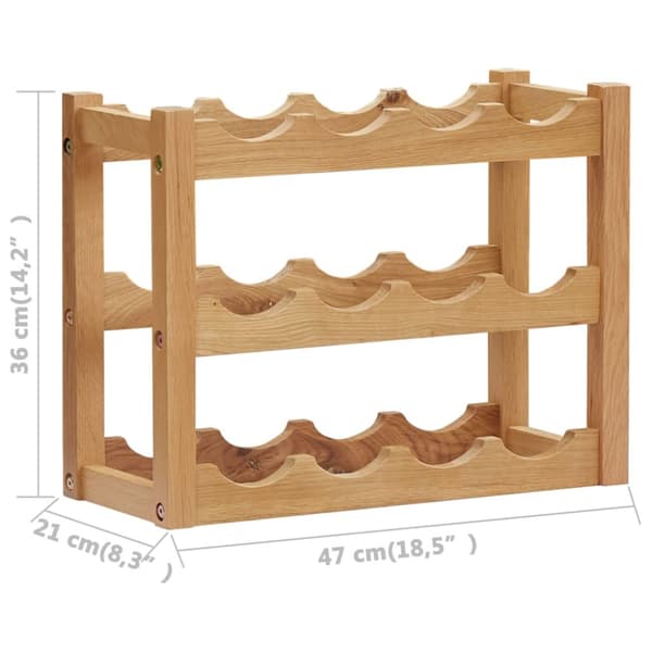 The Living Store vinreol til 12 flasker 47x21x36 cm massivt egetræ -  Vinreoler