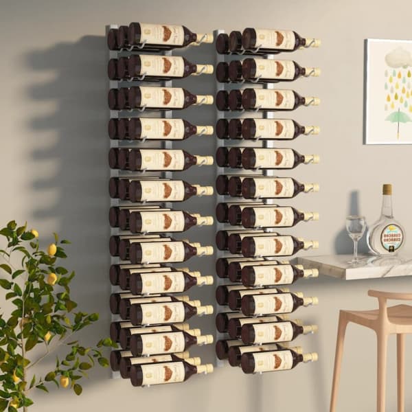 The Living Store væghængte vinreoler 2 stk. til 36 flasker jern hvid -  Vinreoler