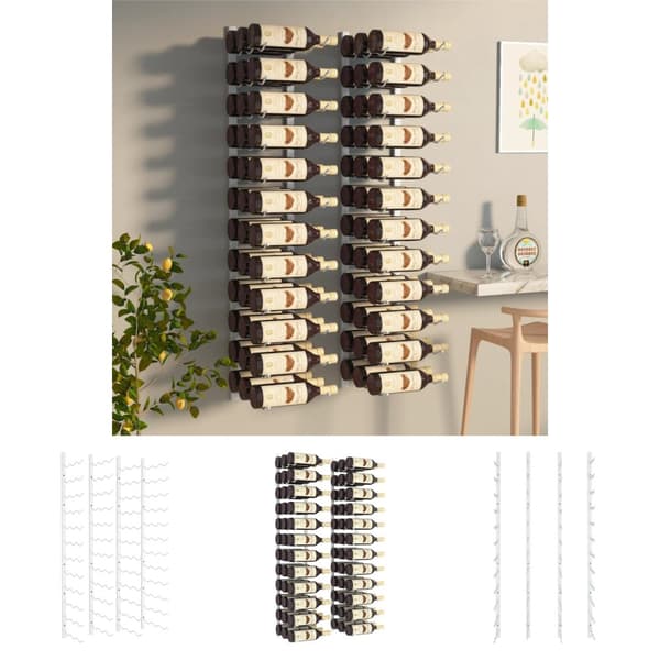 The Living Store væghængte vinreoler 2 stk. til 36 flasker jern hvid -  Vinreoler