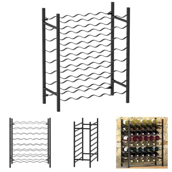 The Living Store vinreol til 48 flasker metal sort -  Vinreoler