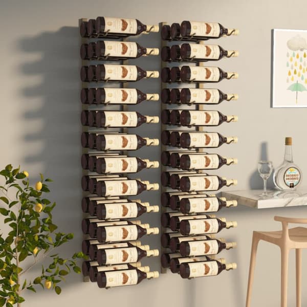 The Living Store væghængte vinreoler 2 stk. til 36 flasker jern guldfarvet -  Vinreoler