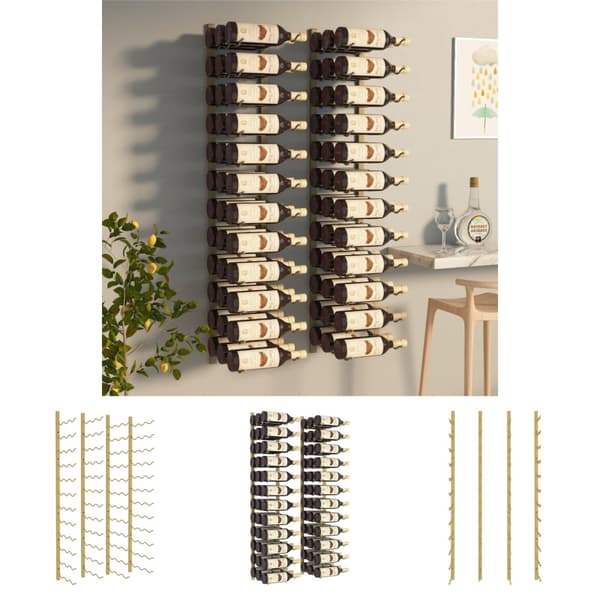 The Living Store væghængte vinreoler 2 stk. til 36 flasker jern guldfarvet -  Vinreoler