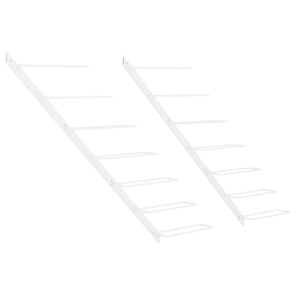The Living Store væghængte vinreoler til 7 flasker 2 stk. metal hvid -  Vinreoler