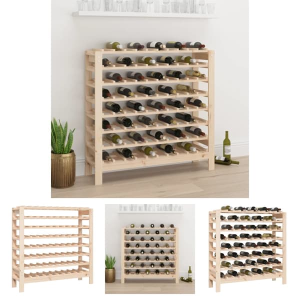 The Living Store vinreol 109,5x30x107,5 cm massivt fyrretræ - Vinreoler