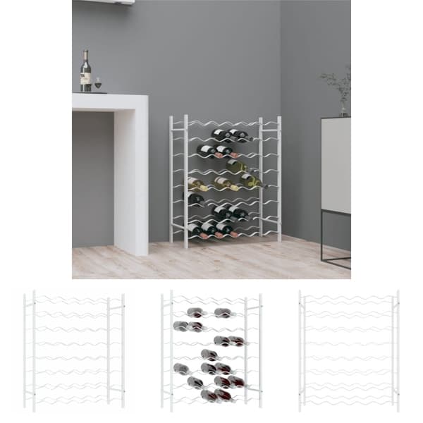 The Living Store vinreol til 48 flasker metal hvid -  Vinreoler