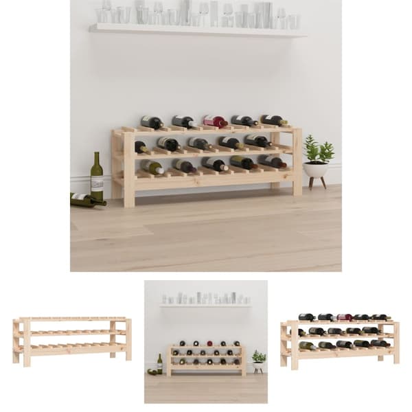 The Living Store vinreol 109,5x30x42 cm massivt fyrretræ -  Vinreoler