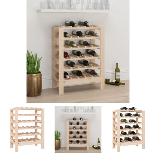 The Living Store vinreol 61,5x30x82 cm massivt fyrretræ -  Vinreoler