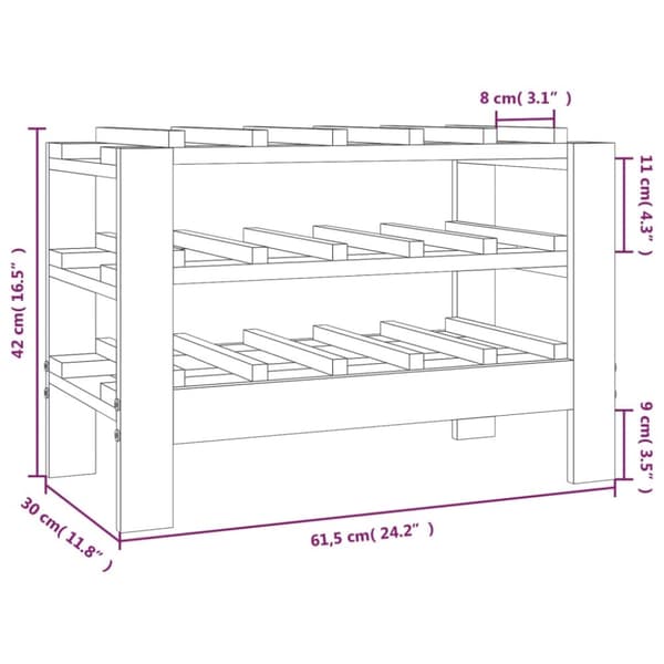 The Living Store vinreol 61,5x30x42 cm massivt fyrretræ -  Vinreoler