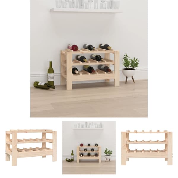 The Living Store vinreol 61,5x30x42 cm massivt fyrretræ -  Vinreoler