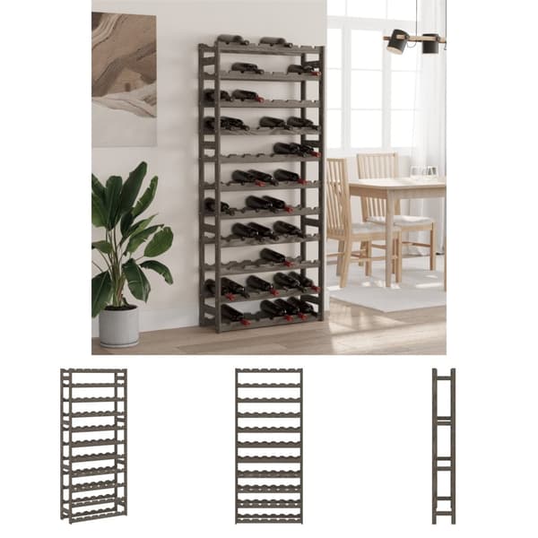 The Living Store vinreol til 77 flasker massivt fyrretræ grå -  Vinreoler