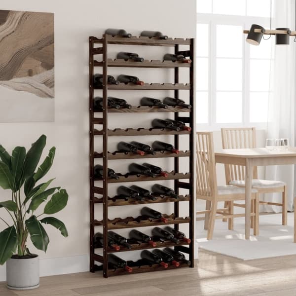 The Living Store Vinställ för 77 flaskor svart massiv furu -  Vinställ