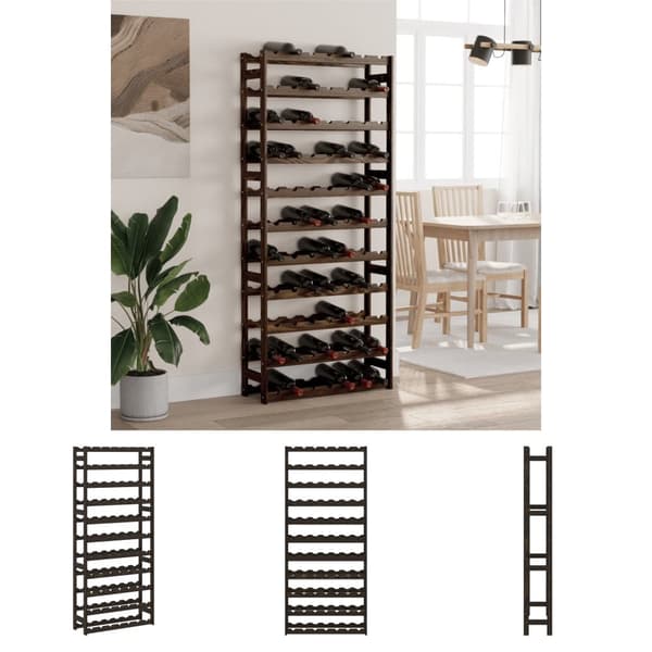 The Living Store Vinställ för 77 flaskor svart massiv furu -  Vinställ