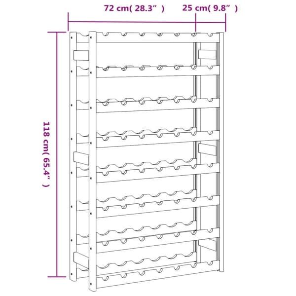 The Living Store Vinställ för 56 flaskor brun massiv furu -  Vinställ