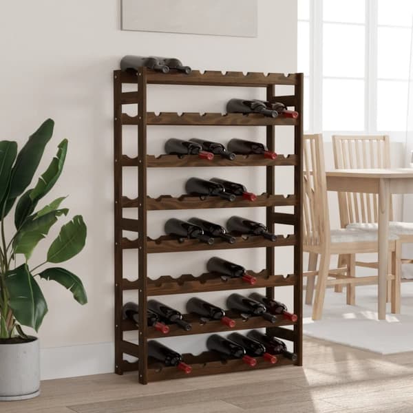 The Living Store Vinställ för 56 flaskor brun massiv furu -  Vinställ